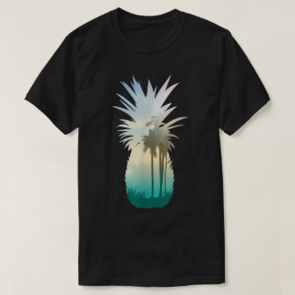 Tropical Pineapple Sunset Palm Tree Art T-Shirt