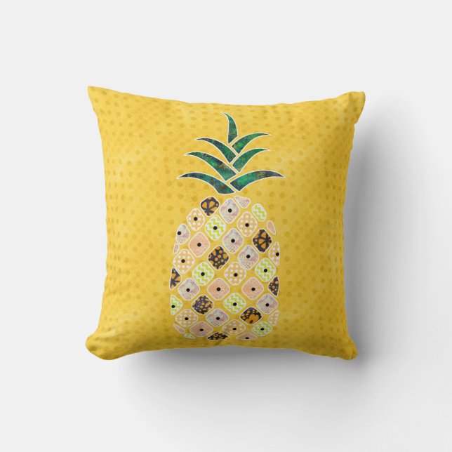 Tropical Pineapple Throw Pillow (Front)