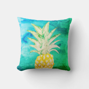 Tropical Pineapple Watercolor Painting Pillow