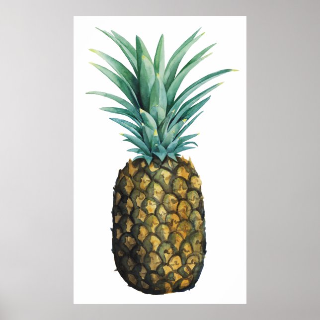 Tropical Pineapple Watercolor Poster (Front)