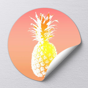 Tropical Pineapple Wedding Favour Classic Round Sticker