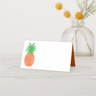 Tropical Pineapple Wedding Orange Green Hawaiian Place Card