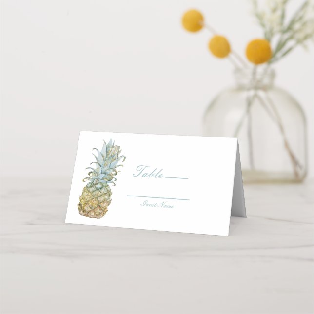 Tropical Pineapple Wedding Table Number Seating Place Card (Front)