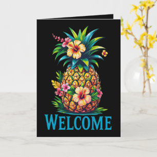Tropical Pineapple Welcome Greeting Card Aloha