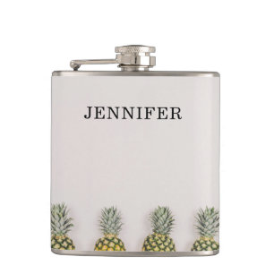 Tropical Pineapple with Name Hip Flask