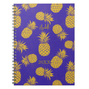 Tropical Pineapple with Name – Watercolor Style Notebook