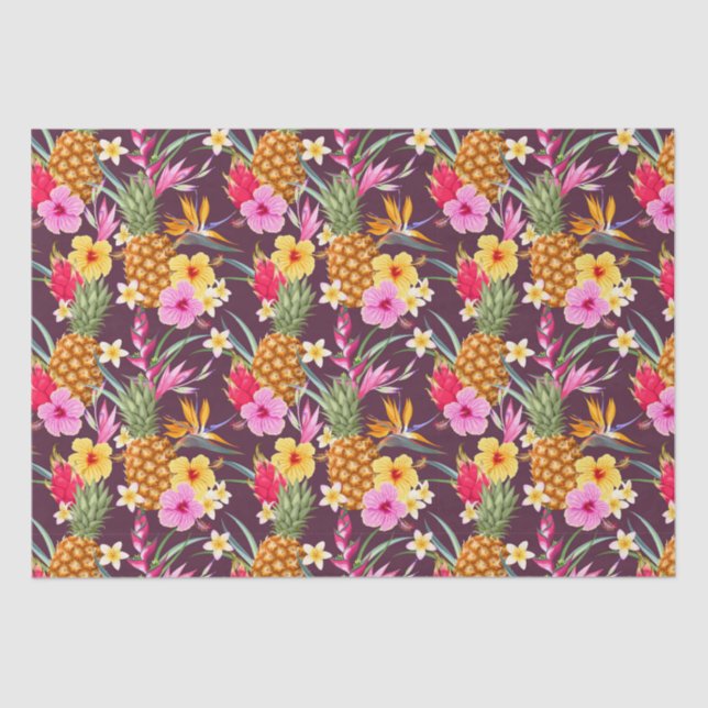Tropical Pineapples And Flower  Tissue Paper (Front)