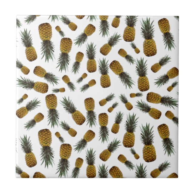 Tropical Pineapples Ceramic Tile (Front)