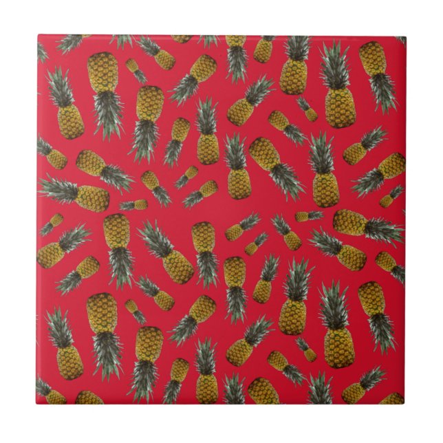 Tropical Pineapples Ceramic Tile (Front)