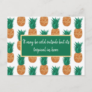 Tropical Pineapples, Customisable Party Invite Postcard