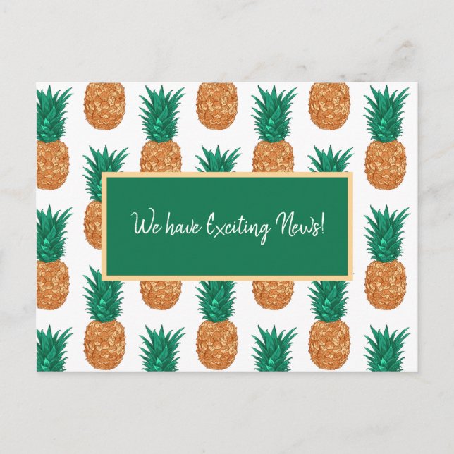 Tropical Pineapples, Customisable Text Postcard (Front)