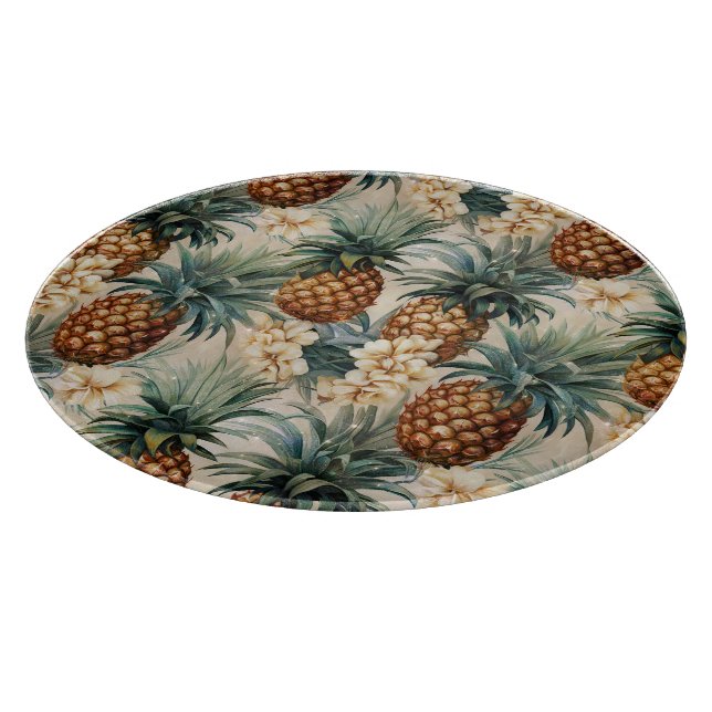 Tropical Pineapples Floral Wedding  Cutting Board (Corner)