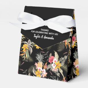 Tropical Pineapples Flowers on Black Tent Favour Box