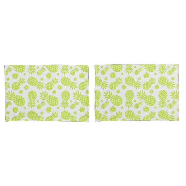 Tropical pineapples & flowers white custom colour pillowcase (Front-Set)