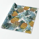Tropical Pineapples & Leaves Exotic Birthday Party Wrapping Paper<br><div class="desc">Wrapping Paper</div>
