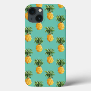 Tropical Pineapples On Teal iPhone 13 Case