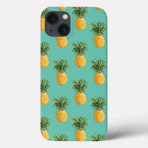 Tropical Pineapples On Teal iPhone 13 Case