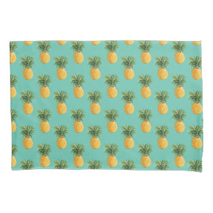Tropical Pineapples On Teal Pillowcase