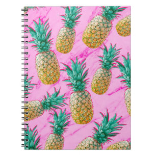 Tropical Pineapples & Pink Marble Modern Colourful Notebook