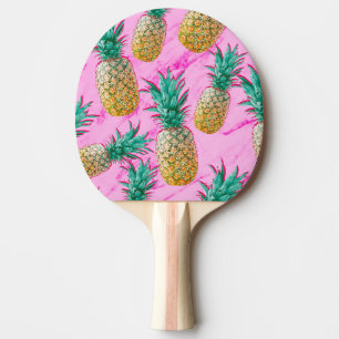 Tropical Pineapples & Pink Marble Modern Colourful Ping Pong Paddle