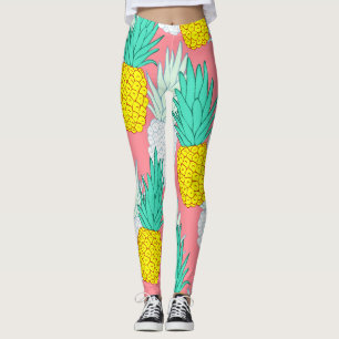 Tropical Pineapples: Red Cartoon Chic. Leggings