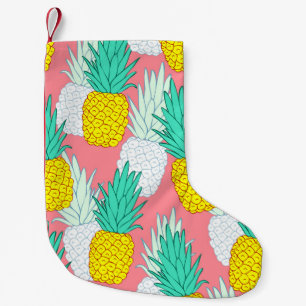 Tropical Pineapples: Red Cartoon Chic. Small Christmas Stocking