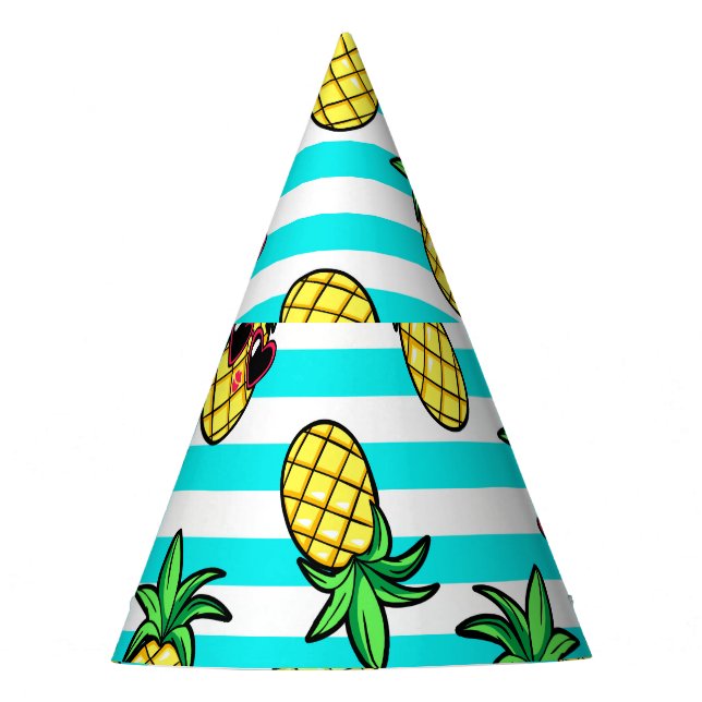 Tropical Pineapples: Retro Sunglasses Pattern. Party Hat (Front)