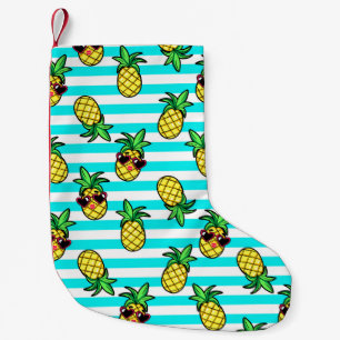 Tropical Pineapples: Retro Sunglasses Pattern. Small Christmas Stocking