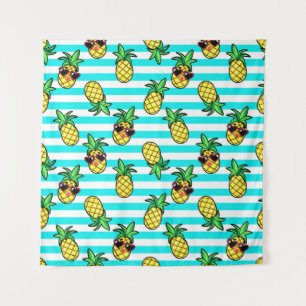 Tropical Pineapples: Retro Sunglasses Pattern. Tapestry