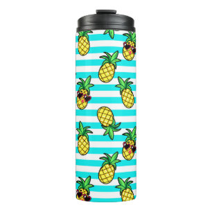 Tropical Pineapples: Retro Sunglasses Pattern. Thermal Tumbler
