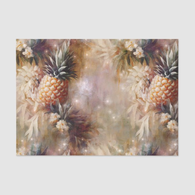 Tropical Pineapples Sparkle Bridal Shower Tissue Paper (Front)