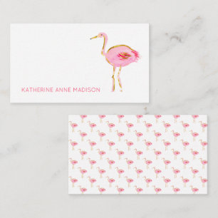 Tropical Pink and Gold Flamingos Card