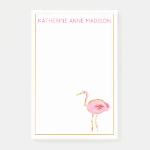 Tropical Pink and Gold Flamingos Post-it Notes