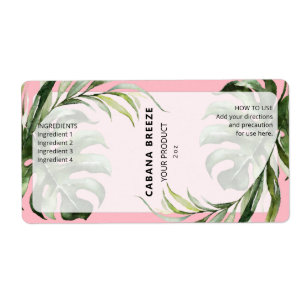 Tropical Pink And Green Bottle Dropper Labels