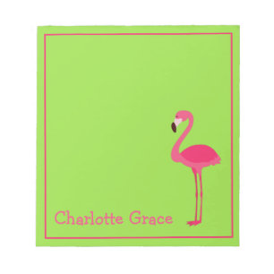 Tropical Pink and Green Flamingo Personalised Notepad