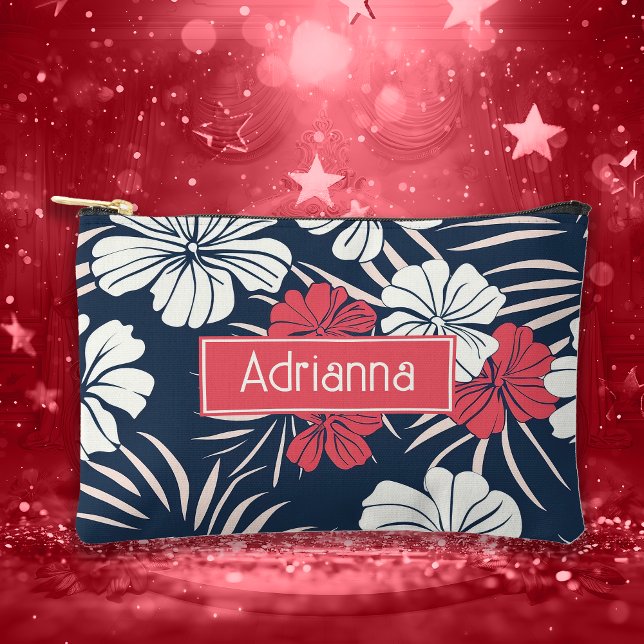 Tropical Pink and Navy Floral  Accessory Pouch (Creator Uploaded)