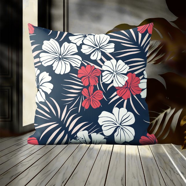 Tropical Pink and Navy Floral Cushion (Creator Uploaded)