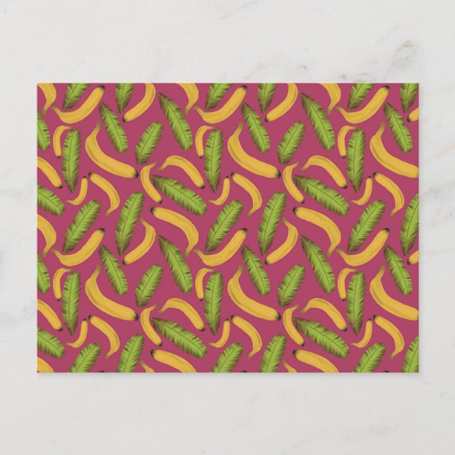 Tropical Pink Banana Leaf Pattern Postcard (Front)