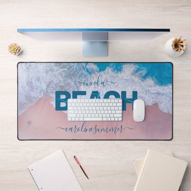 Tropical Pink Beach Bermuda Vacation Desk Mat (Office 1)