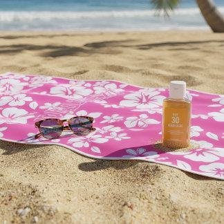 Tropical Pink Beach Flowers Beach Towel