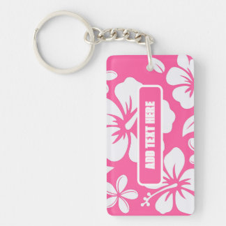 Tropical Pink Beach Flowers Key Ring