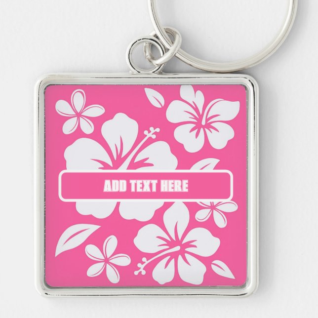 Tropical Pink Beach Flowers Key Ring (Front)