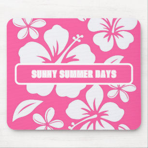 Tropical Pink Beach Flowers Mouse Pad
