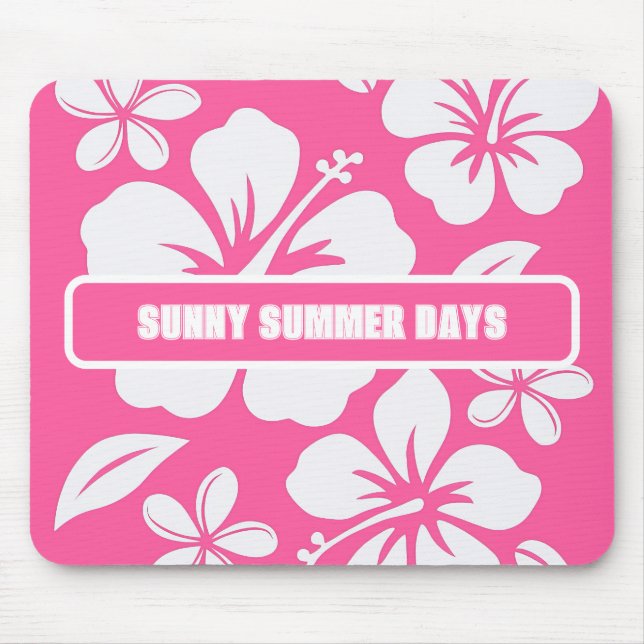 Tropical Pink Beach Flowers Mouse Pad (Front)