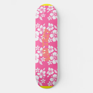 Tropical Pink Beach Flowers Skateboard