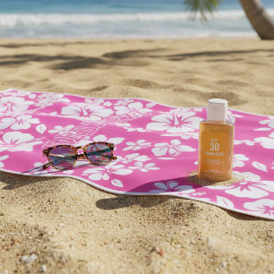 Tropical Pink Beach Flowers Towel
