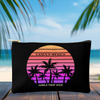 Tropical Pink Black Palm Trees Custom Beach
