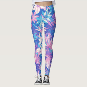 🌺 Tropical Pink & Blue Floral Pattern - Fresh & V Leggings