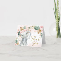 Tropical Pink Blush Elephant Baby Shower Birthday