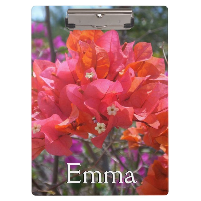Tropical Pink Bougainvillea Island Floral Clipboard (Front)